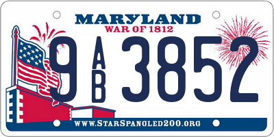MD license plate 9AB3852