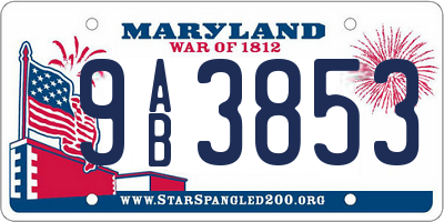 MD license plate 9AB3853