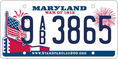 MD license plate 9AB3865