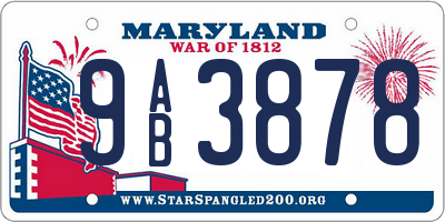 MD license plate 9AB3878