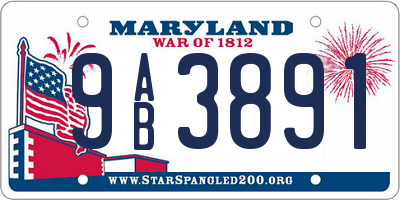 MD license plate 9AB3891
