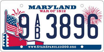MD license plate 9AB3896