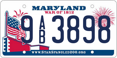 MD license plate 9AB3898