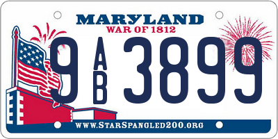MD license plate 9AB3899