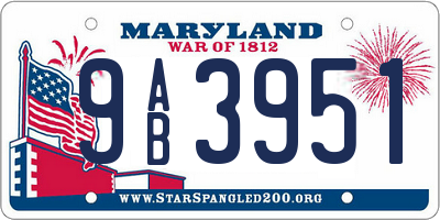 MD license plate 9AB3951