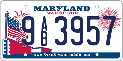 MD license plate 9AB3957