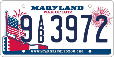 MD license plate 9AB3972