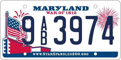 MD license plate 9AB3974