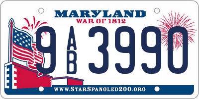 MD license plate 9AB3990