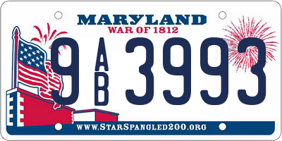 MD license plate 9AB3993