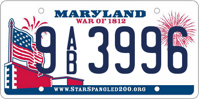 MD license plate 9AB3996