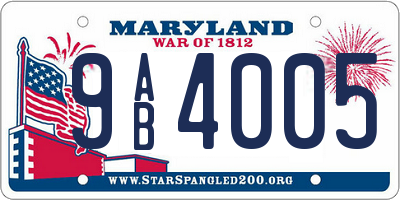 MD license plate 9AB4005