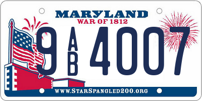 MD license plate 9AB4007