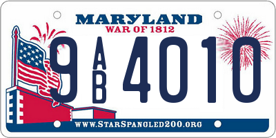 MD license plate 9AB4010