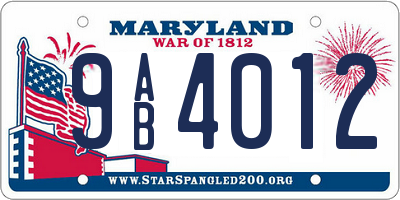 MD license plate 9AB4012