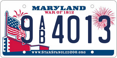MD license plate 9AB4013