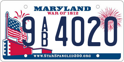 MD license plate 9AB4020