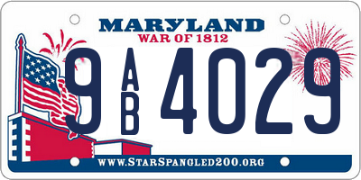 MD license plate 9AB4029