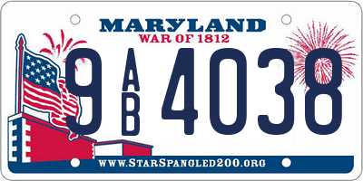 MD license plate 9AB4038