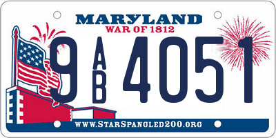 MD license plate 9AB4051