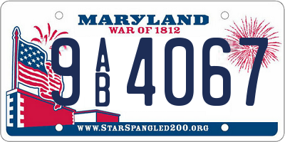 MD license plate 9AB4067