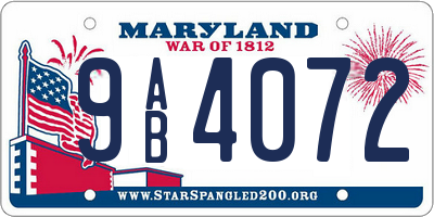 MD license plate 9AB4072