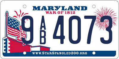 MD license plate 9AB4073