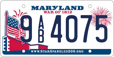 MD license plate 9AB4075
