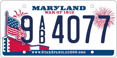 MD license plate 9AB4077