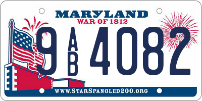 MD license plate 9AB4082