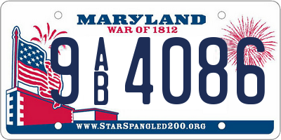 MD license plate 9AB4086