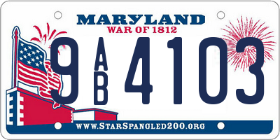 MD license plate 9AB4103