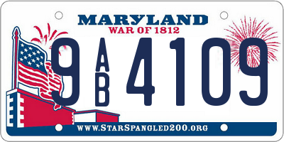 MD license plate 9AB4109