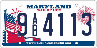 MD license plate 9AB4113