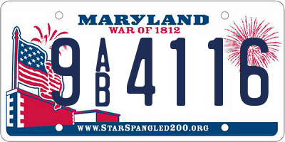 MD license plate 9AB4116