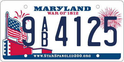MD license plate 9AB4125