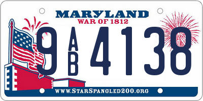 MD license plate 9AB4138