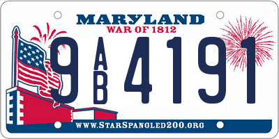 MD license plate 9AB4191