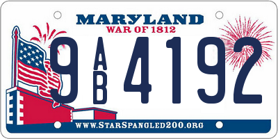 MD license plate 9AB4192