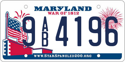 MD license plate 9AB4196