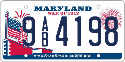 MD license plate 9AB4198