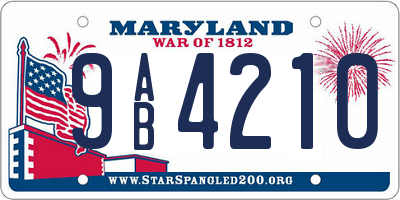 MD license plate 9AB4210