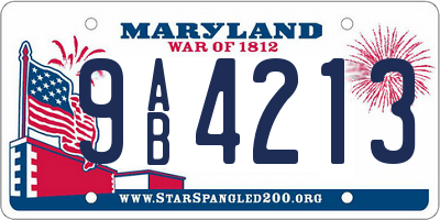 MD license plate 9AB4213