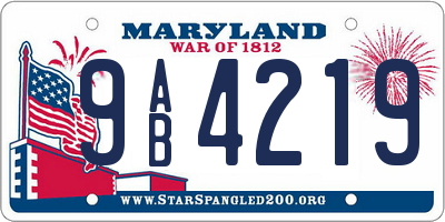 MD license plate 9AB4219