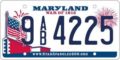 MD license plate 9AB4225