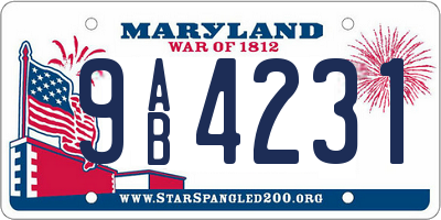 MD license plate 9AB4231