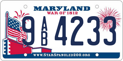 MD license plate 9AB4233