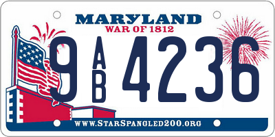 MD license plate 9AB4236