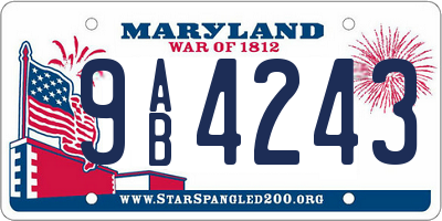 MD license plate 9AB4243