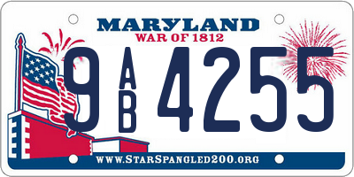 MD license plate 9AB4255